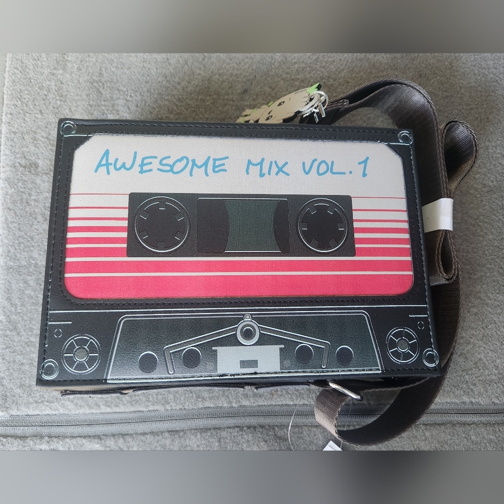 Guardians of the Galaxy Cassette Tape Crossbody Bag With Groot Charm